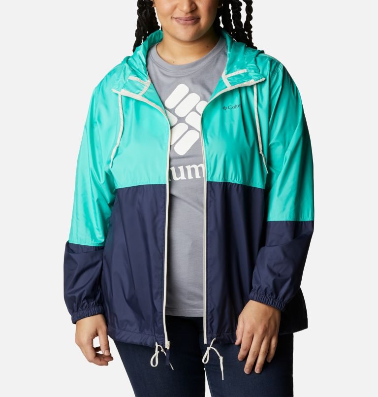 Women's Columbia Flash Forward Windbreaker Jackets Turquoise / Navy | Plus Size CA-W5L6C